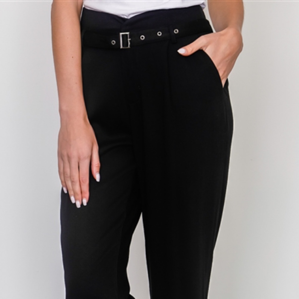 ASTRID BELTED TIE TROUSERS (BLACK) - Picture 8 of 8